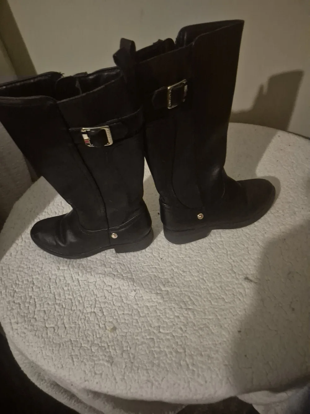 Tommy Hilfiger Black Girls' Mid-Calf Riding Boots with Buckle